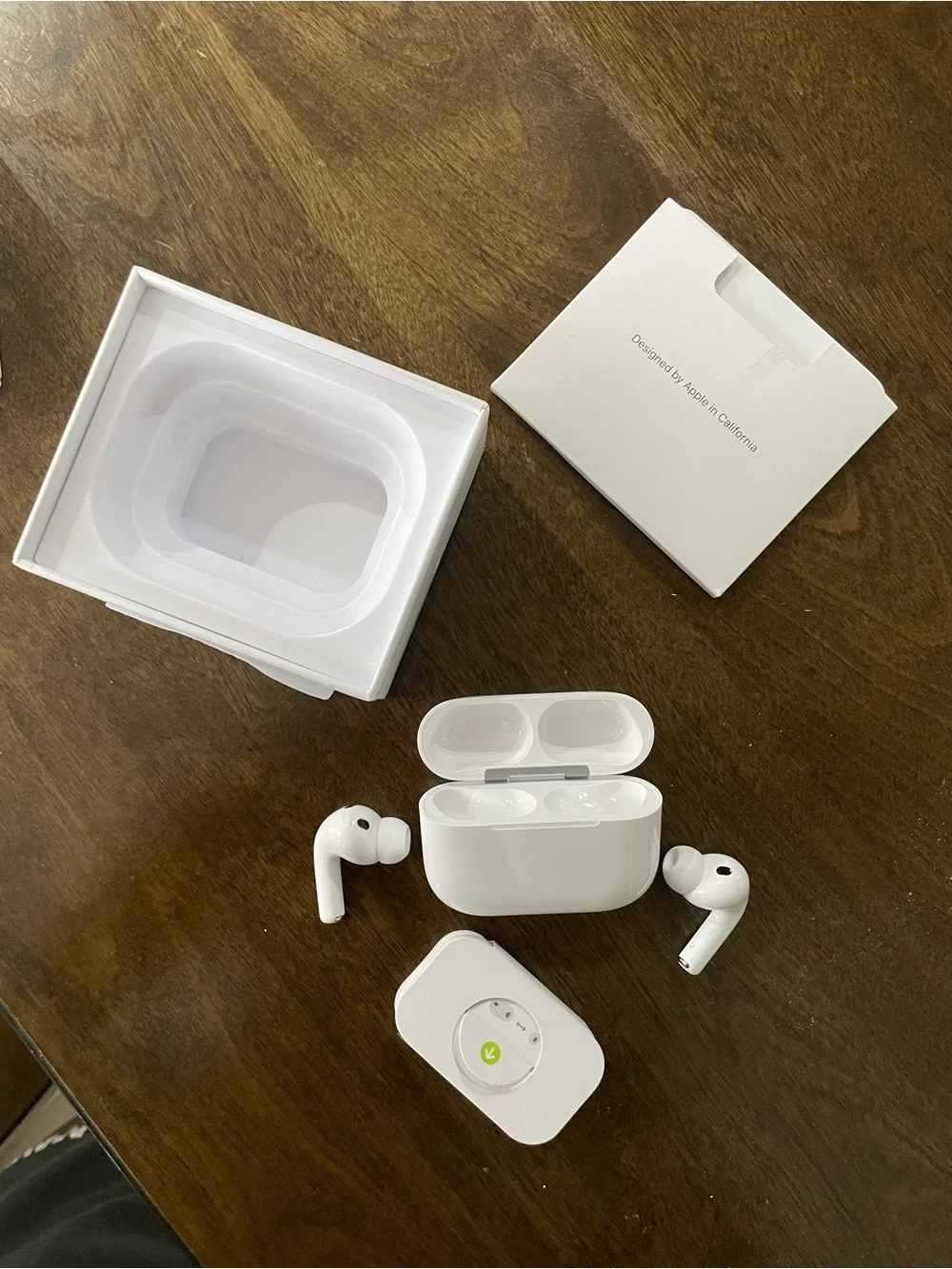 Apple White Wireless Earbuds with Charging Case and Accessories